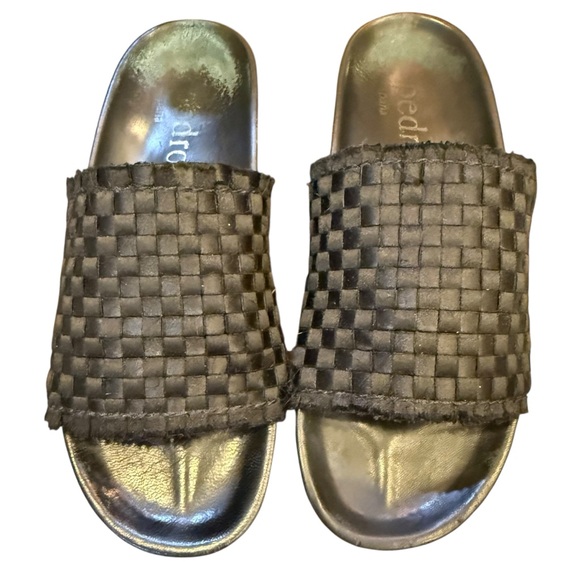 Pedro Garcia Shoes - Pedro Garcia Black Satin Woven Slide Sandals sz 37.5